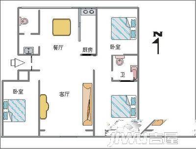 尚都公寓2室2厅1卫户型图