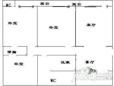 依山花园3室2厅2卫136㎡户型图