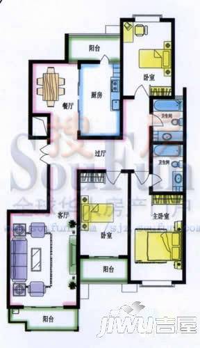 福青怡苑3室2厅2卫207㎡户型图