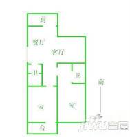 桥西烟草公司宿舍2室2厅1卫103㎡户型图