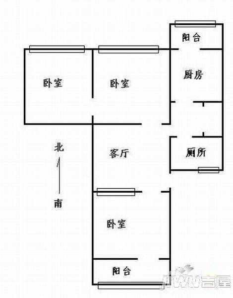 新石小区1室1厅1卫45㎡户型图