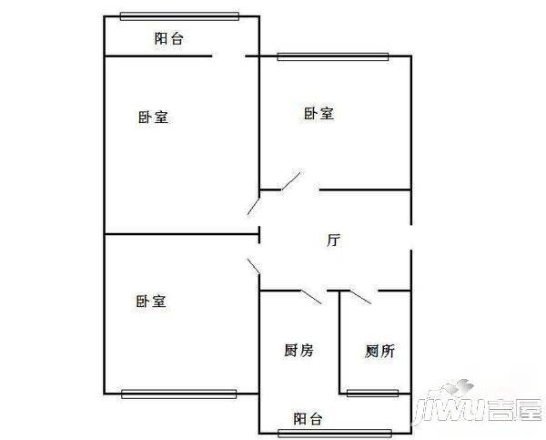 新石小区1室1厅1卫45㎡户型图