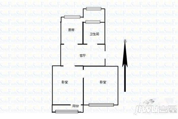 新石小区1室1厅1卫45㎡户型图