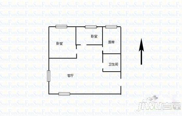 新石小区1室1厅1卫45㎡户型图