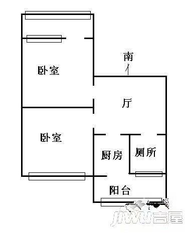 新石小区1室1厅1卫45㎡户型图