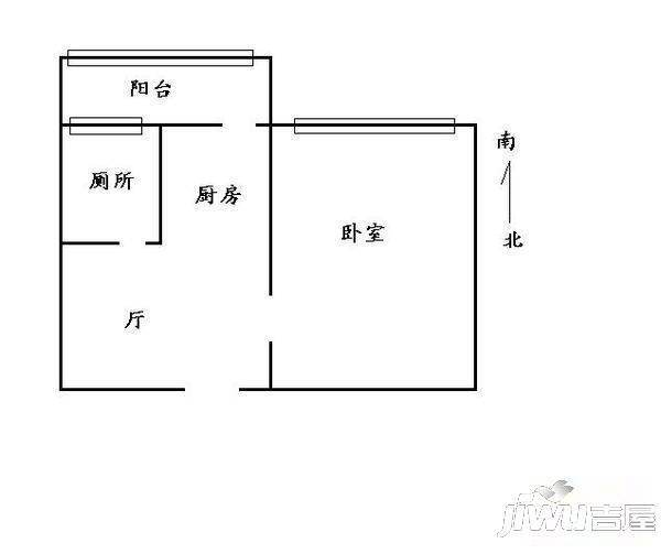 新石小区1室1厅1卫45㎡户型图