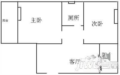 新石小区1室1厅1卫45㎡户型图