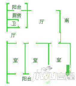 东三教2室2厅1卫87㎡户型图