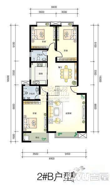 在水一方3室2厅2卫户型图