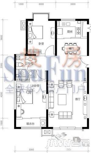 国富华庭3室2厅2卫户型图