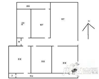 红盾家园3室2厅2卫122㎡户型图