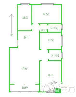 东风路住宅2室2厅1卫80㎡户型图