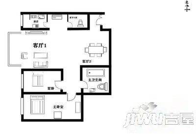 富康苑2室2厅1卫91㎡户型图