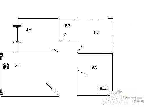 岳村花园2室2厅1卫105㎡户型图