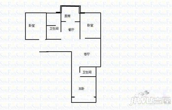 卓达亿嘉盛世春天1室1厅1卫59.5㎡户型图