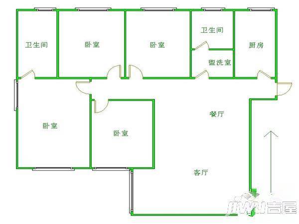筑业花园广场2室2厅1卫105㎡户型图