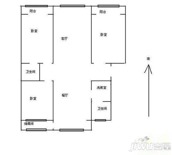 万豪大厦1室1厅1卫58.5㎡户型图