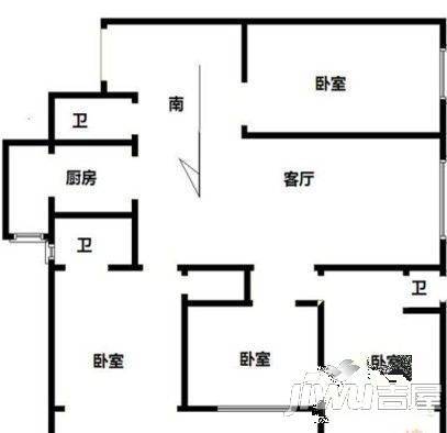 联邦名都二期2室2厅2卫120.5㎡户型图