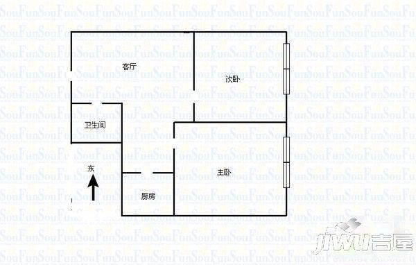 联邦名都二期2室2厅2卫120.5㎡户型图