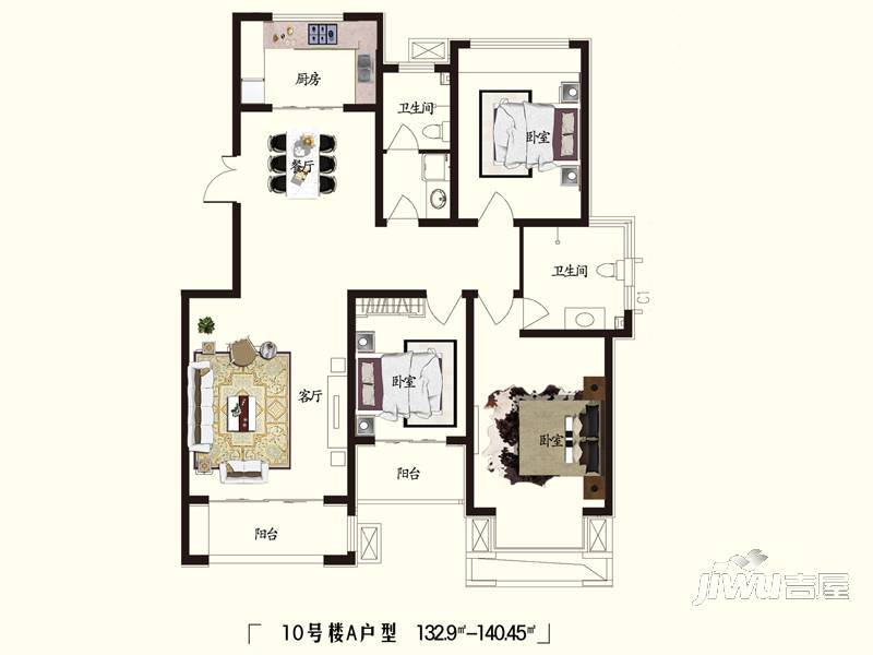 豪门府邸4室2厅2卫166.9㎡户型图