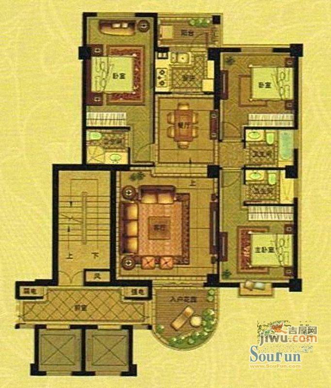 晋兴御园3室2厅3卫135㎡户型图