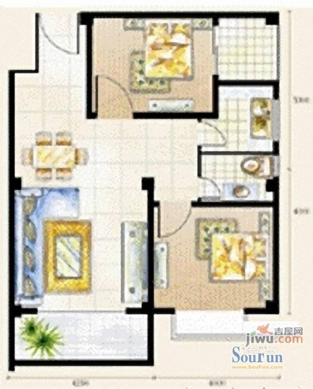 名都新城1室1厅1卫45㎡户型图