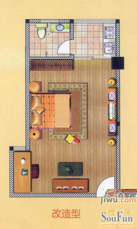 东辰荣寓1室1厅1卫户型图