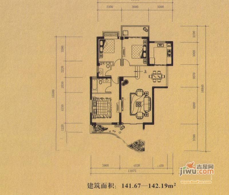 富临华城4室2厅2卫168㎡户型图