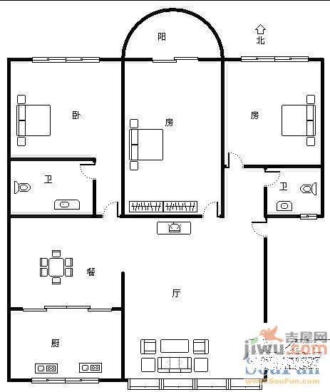 丰泽新村3室2厅2卫户型图