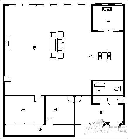 群盛湖心大厦3室2厅2卫147㎡户型图