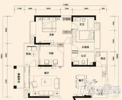 水岸假日3室2厅2卫133㎡户型图