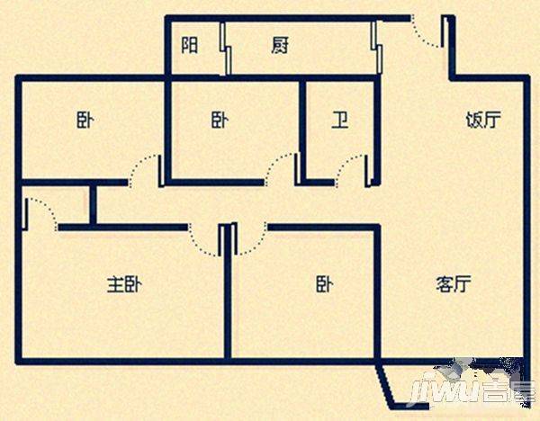 水岸假日3室2厅2卫133㎡户型图