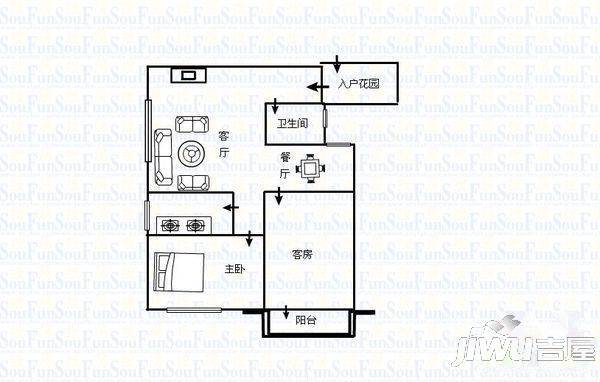 霞淮花苑2室2厅1卫87㎡户型图