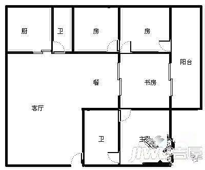 中行宿舍2室2厅1卫65㎡户型图