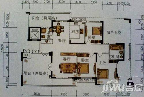 紫金华庭3室2厅2卫户型图