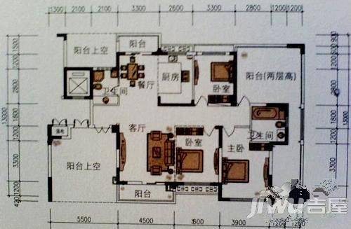 紫金华庭3室2厅2卫户型图