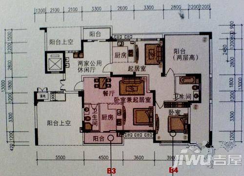 紫金华庭3室2厅2卫户型图