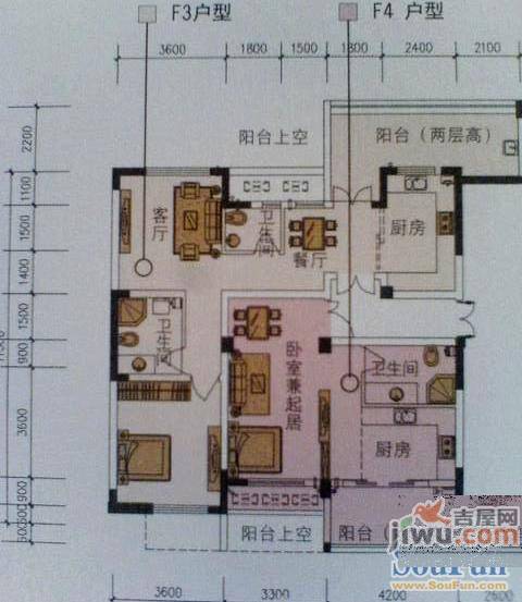 紫金华庭2室2厅2卫户型图