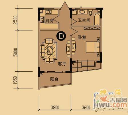 大明颐泽苑1室1厅1卫67㎡户型图