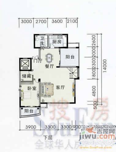 金色东江0室2厅1卫户型图