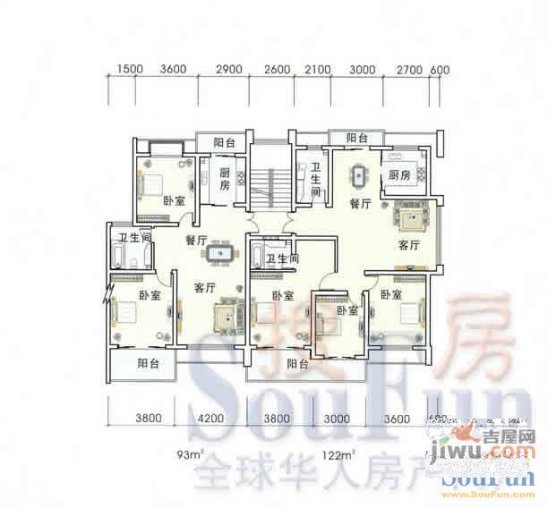 金色东江0室2厅1卫户型图