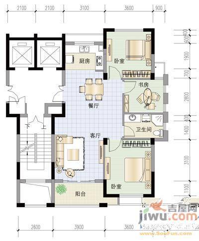 南岸花园3室2厅2卫128㎡户型图