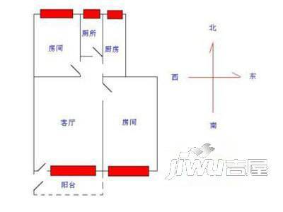 府横街老房3室1厅2卫户型图