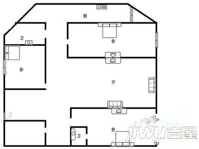 府横街老房3室1厅2卫户型图