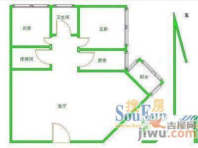 福东花园2室1厅1卫户型图