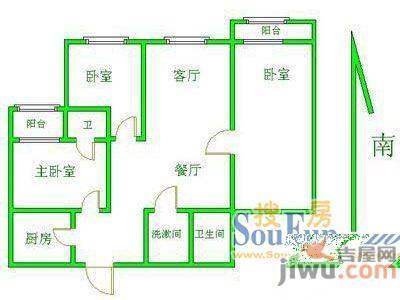 福东花园2室1厅1卫户型图