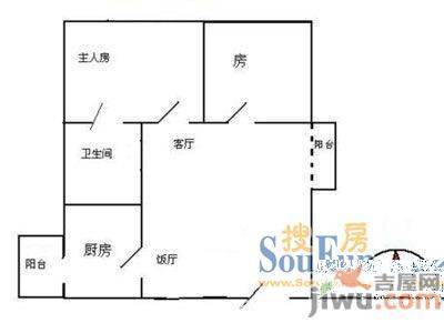 福东花园2室1厅1卫户型图