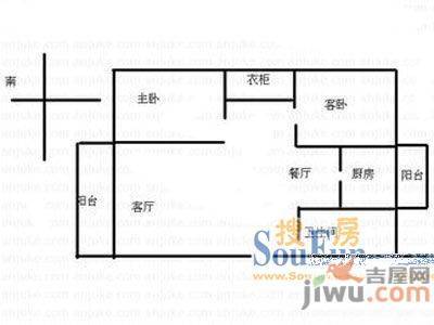 滨河花园2室1厅2卫户型图