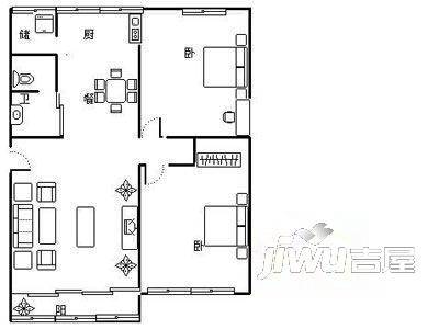 百草园公寓2室1厅1卫户型图