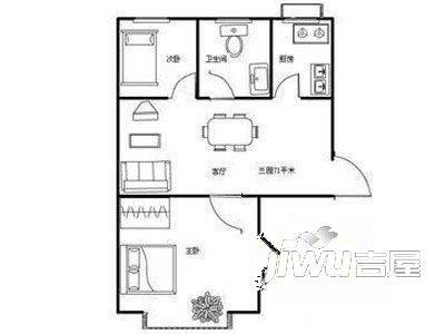 百草园公寓2室1厅1卫户型图